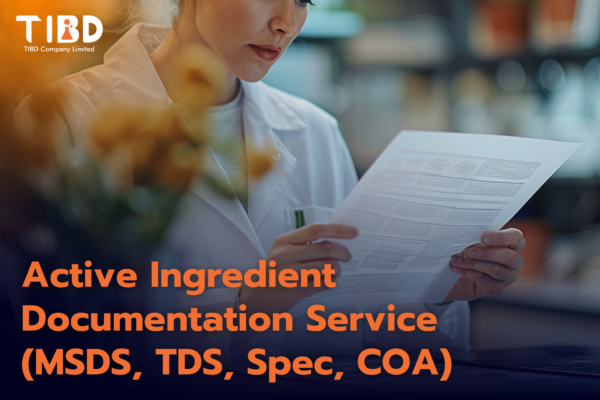 Active Ingredient Documentation (MSDS, TDS, Spec, COA)